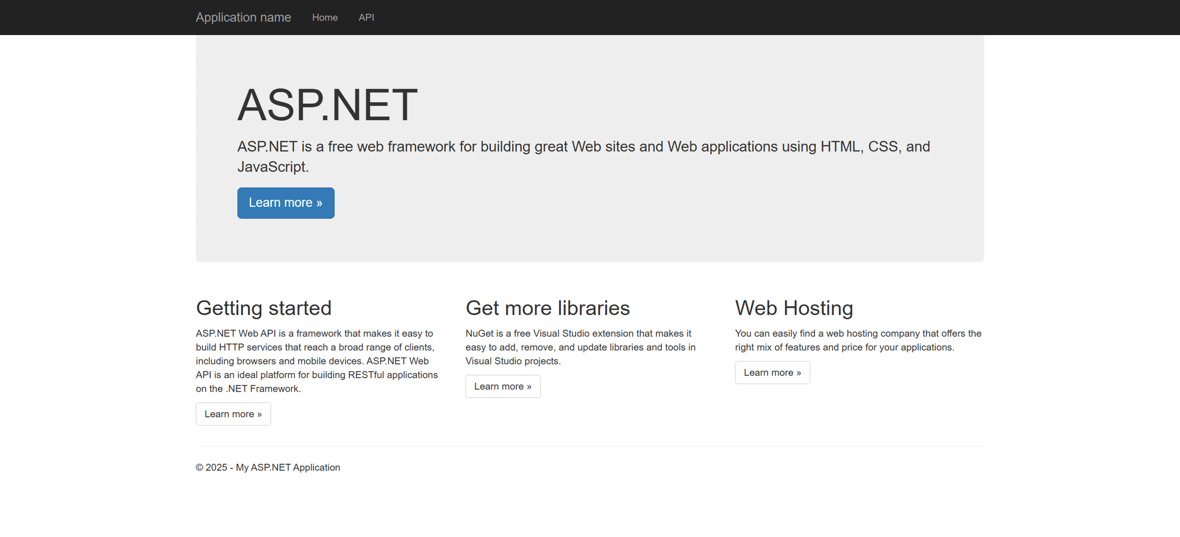Default ASP.NET application page exposed on the subdomain